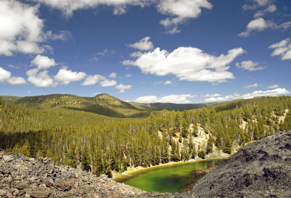 Obsidian Outcrop in Newberry Caldera, whose
                    Boundaries Include Deschutes, Klamath, and Lake Counties in Oregon